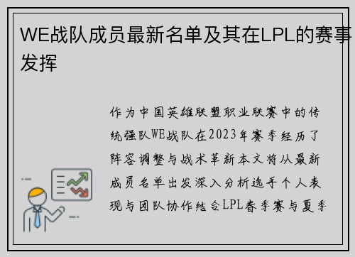 WE战队成员最新名单及其在LPL的赛事发挥